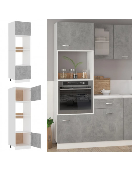 Mobile per Microonde Grigio Cemento 60x57x207 cm Multistrato