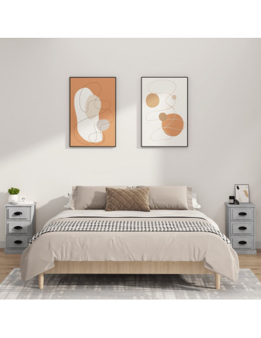 Comodino Grigio Cemento 39x39x67 cm in Legno Multistrato