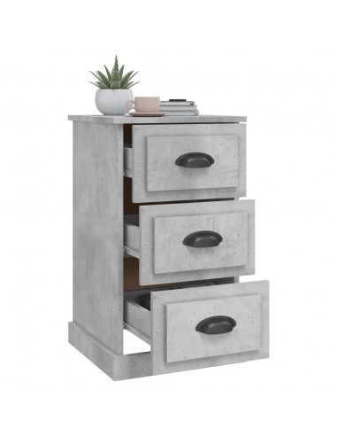 Comodino Grigio Cemento 39x39x67 cm in Legno Multistrato