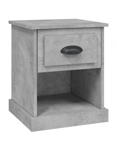 Comodino Grigio Cemento 39x39x47,5 cm in Legno Multistrato