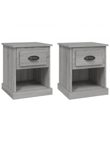 Comodini 2 pz Grigio Sonoma 39x39x47,5 cm in Legno Multistrato