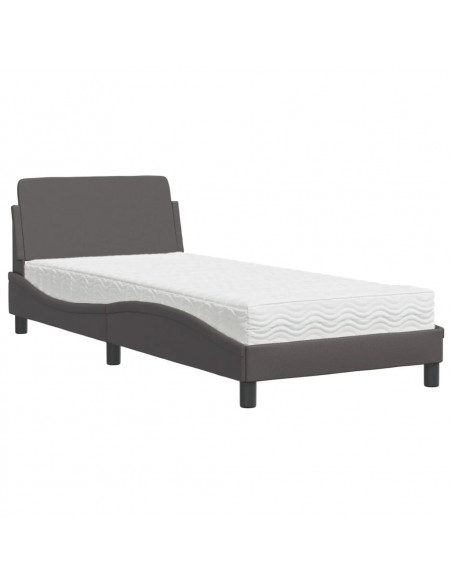 Letto con Materasso Grgio 90x200 cm in Similpelle