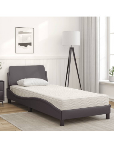 Letto con Materasso Grgio 90x200 cm in Similpelle