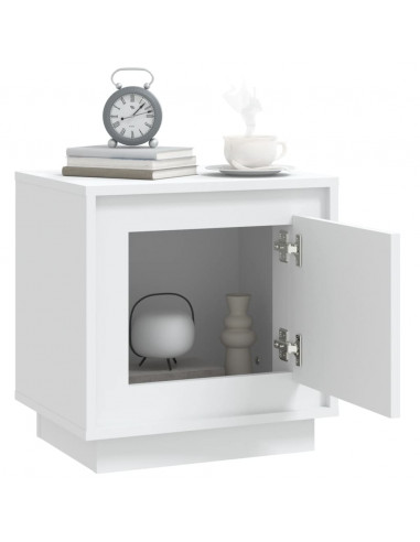 Comodino Bianco 44x35x45 cm in Legno Multistrato