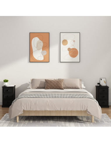 Comodino Nero 39x39x67 cm in Legno Multistrato