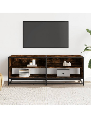 Mobile TV Rovere Fumo 120,5x40x46cm Legno Multistrato e Metallo