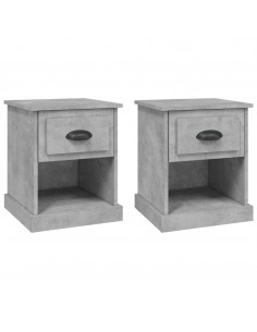 Comodini 2 pz Grigio Cemento 39x39x47,5 cm in Legno Multistrato 2