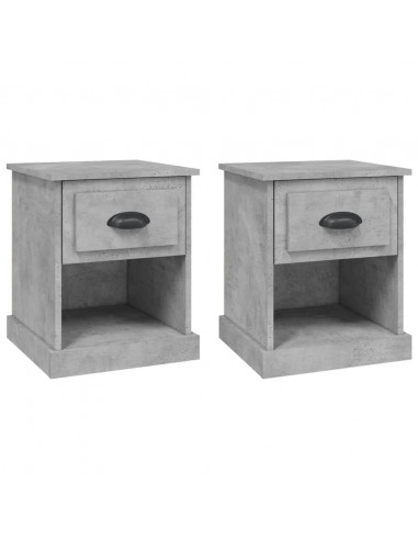 Comodini 2 pz Grigio Cemento 39x39x47,5 cm in Legno Multistrato