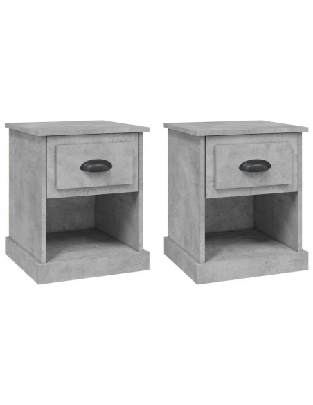 Comodini 2 pz Grigio Cemento 39x39x47,5 cm in Legno Multistrato