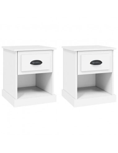 Comodini 2 pz Bianchi 39x39x47,5 cm in Legno Multistrato