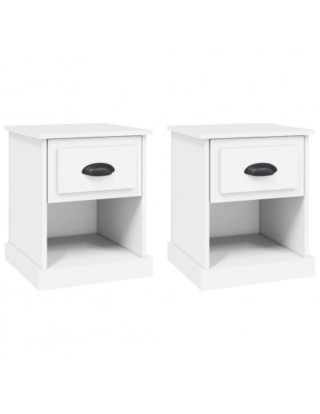 Comodini 2 pz Bianchi 39x39x47,5 cm in Legno Multistrato