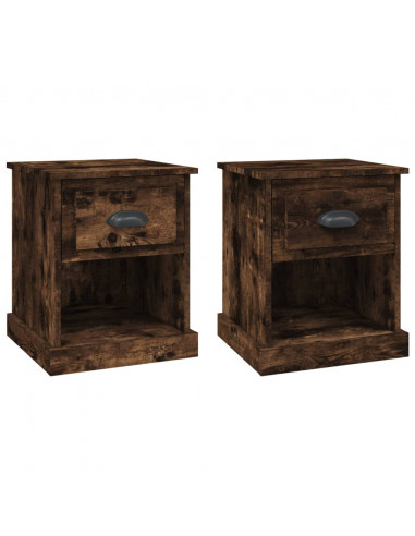 Comodini 2 pz Rovere Fumo 39x39x47,5 cm in Legno Multistrato