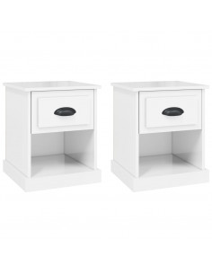 Comodini 2 pz Bianco Lucido 39x39x47,5 cm in Legno Multistrato 2