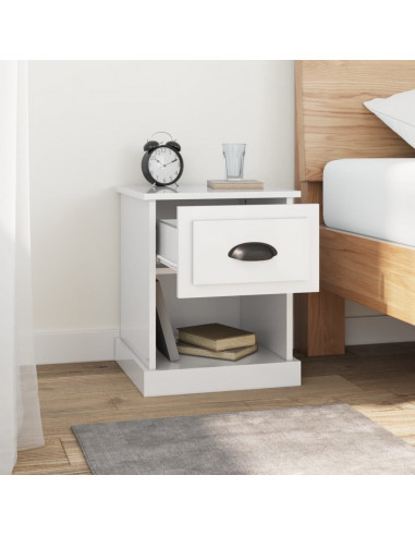 Comodini 2 pz Bianco Lucido 39x39x47,5 cm in Legno Multistrato