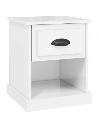 Comodino Bianco Lucido 39x39x47,5 cm in Legno Multistrato
