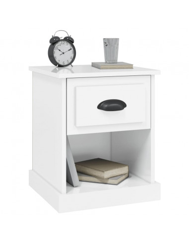 Comodino Bianco Lucido 39x39x47,5 cm in Legno Multistrato