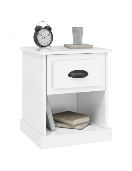 Comodino Bianco Lucido 39x39x47,5 cm in Legno Multistrato