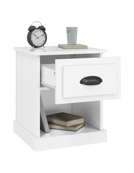 Comodino Bianco Lucido 39x39x47,5 cm in Legno Multistrato