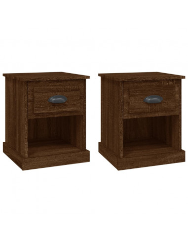 Comodini 2 pz Rovere Marrone 39x39x47,5 cm in Legno Multistrato