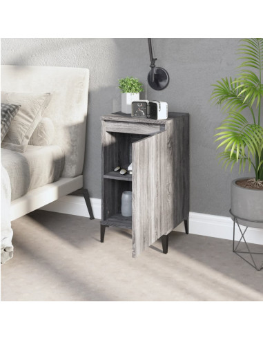 Comodino Grigio Sonoma 40x35x70 cm in Legno Multistrato