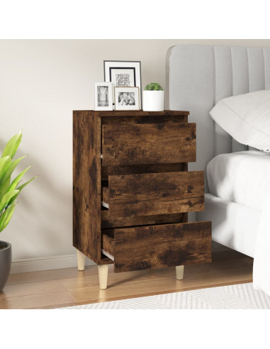 Comodino Rovere Fumo 40x35x70 cm Legno Multistrato