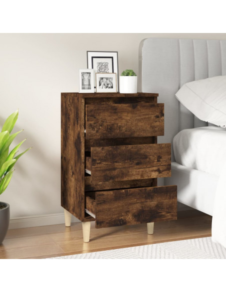 Comodino Rovere Fumo 40x35x70 cm Legno Multistrato