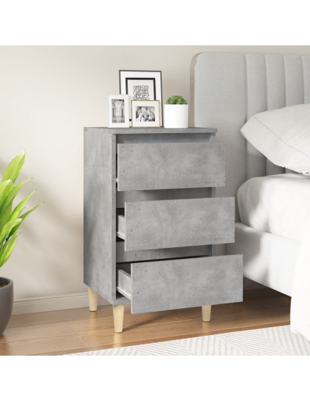 Comodino Grigio Cemento 40x35x70 cm in Legno Multistrato