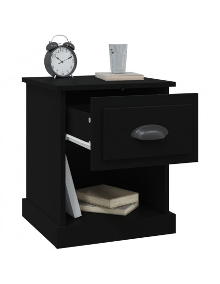Comodino Nero 39x39x47,5 cm in Legno Multistrato