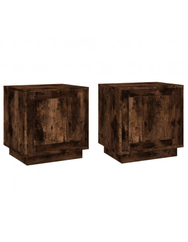 Comodini 2 pz Rovere Fumo 44x35x45 cm in Legno Multistrato