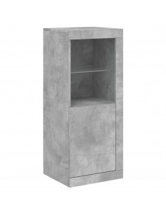 Credenze con Luci LED 3 pz Grigio Cemento in Legno Multistrato 2