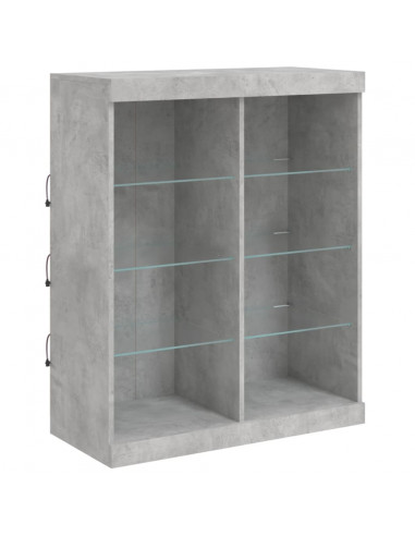 Credenze con Luci LED 3 pz Grigio Cemento in Legno Multistrato