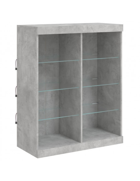 Credenze con Luci LED 3 pz Grigio Cemento in Legno Multistrato