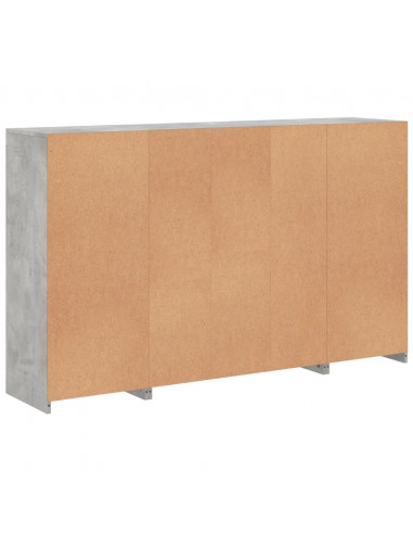 Credenze con Luci LED 3 pz Grigio Cemento in Legno Multistrato