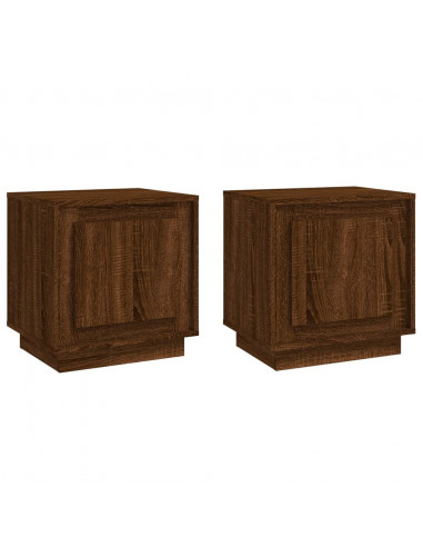 Comodini 2 pz Rovere Marrone 44x35x45 cm in Legno Multistrato