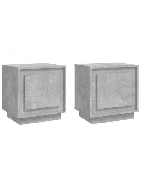 Comodini 2 pz Grigio Cemento 44x35x45 cm in Legno Multistrato