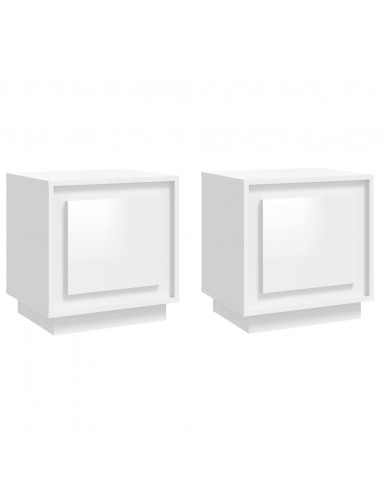 Comodini 2 pz Bianco Lucido 44x35x45 cm in Legno Multistrato