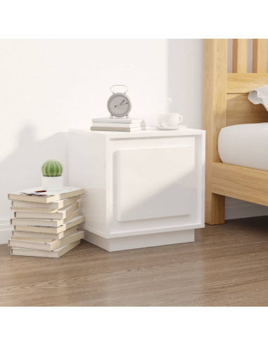 Comodini 2 pz Bianco Lucido 44x35x45 cm in Legno Multistrato