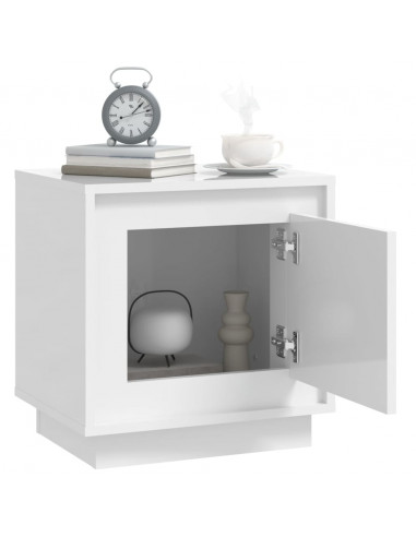 Comodini 2 pz Bianco Lucido 44x35x45 cm in Legno Multistrato