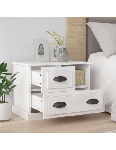 Comodino Bianco Lucido 60x39x45 cm