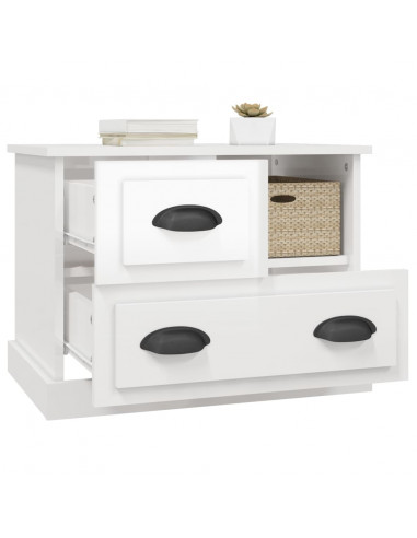 Comodino Bianco Lucido 60x39x45 cm