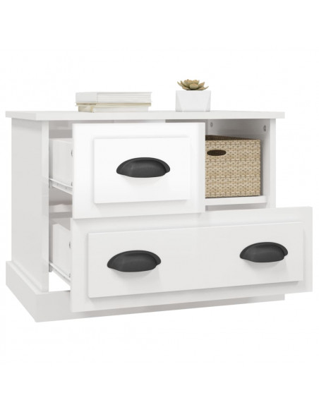 Comodino Bianco Lucido 60x39x45 cm