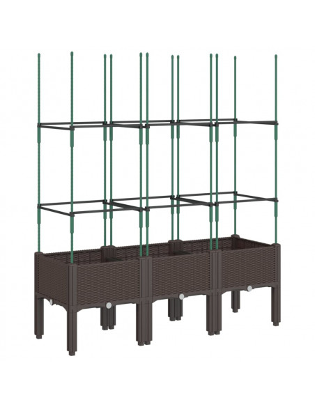 Fioriera da Giardino con Traliccio Marrone 120x40x142,5cm in PP