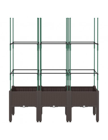 Fioriera da Giardino con Traliccio Marrone 120x40x142,5cm in PP