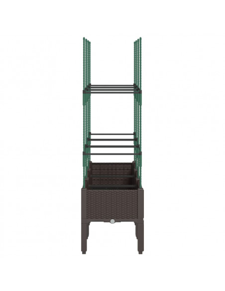 Fioriera da Giardino con Traliccio Marrone 120x40x142,5cm in PP