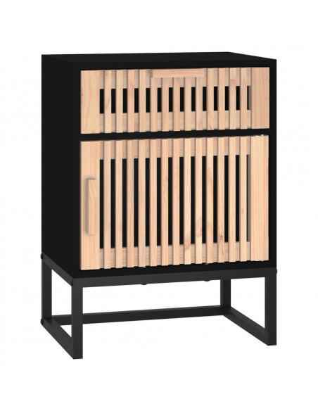 Comodino Nero 40x30x55,5 cm Legno Multistrato e Ferro