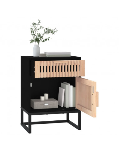 Comodino Nero 40x30x55,5 cm Legno Multistrato e Ferro