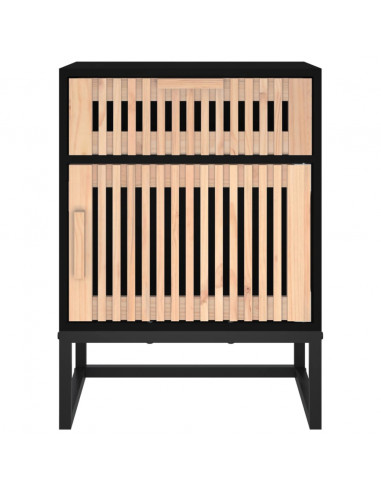 Comodino Nero 40x30x55,5 cm Legno Multistrato e Ferro