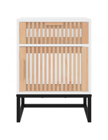 Comodino Bianco 40x30x55,5 cm Legno Multistrato e Ferro