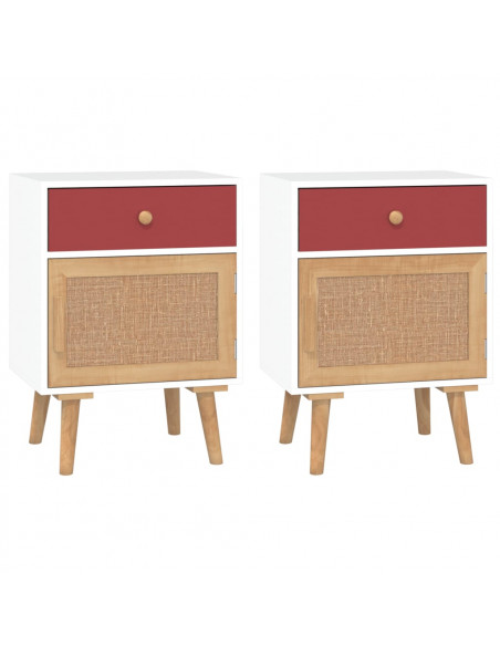 Comodini 2 pz Bianchi 40x30x55 cm in Legno Multistrato