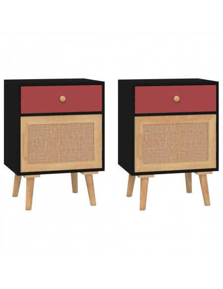 Comodini 2 pz Neri 40x30x55 cm in Legno Multistrato